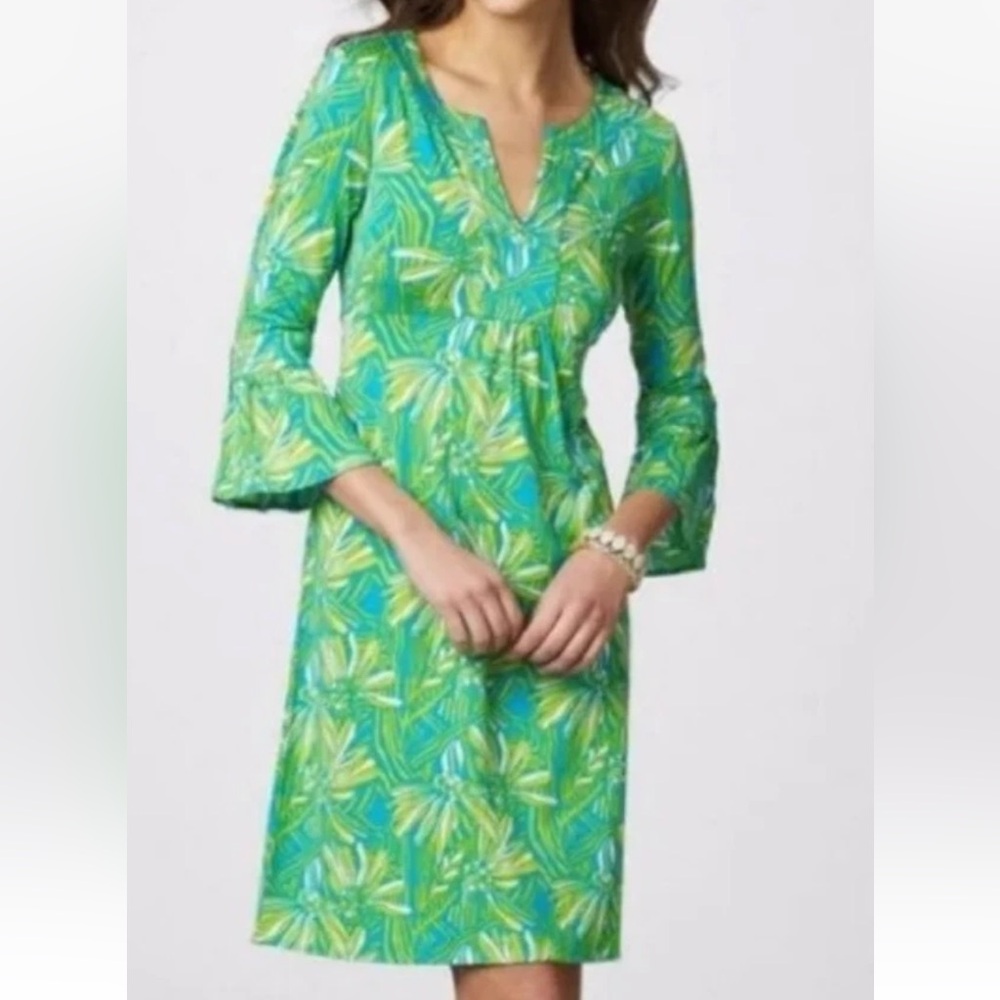 Lilly Pulitzer Twyla Dress Green Blue
Palm Silk Cotton Size S